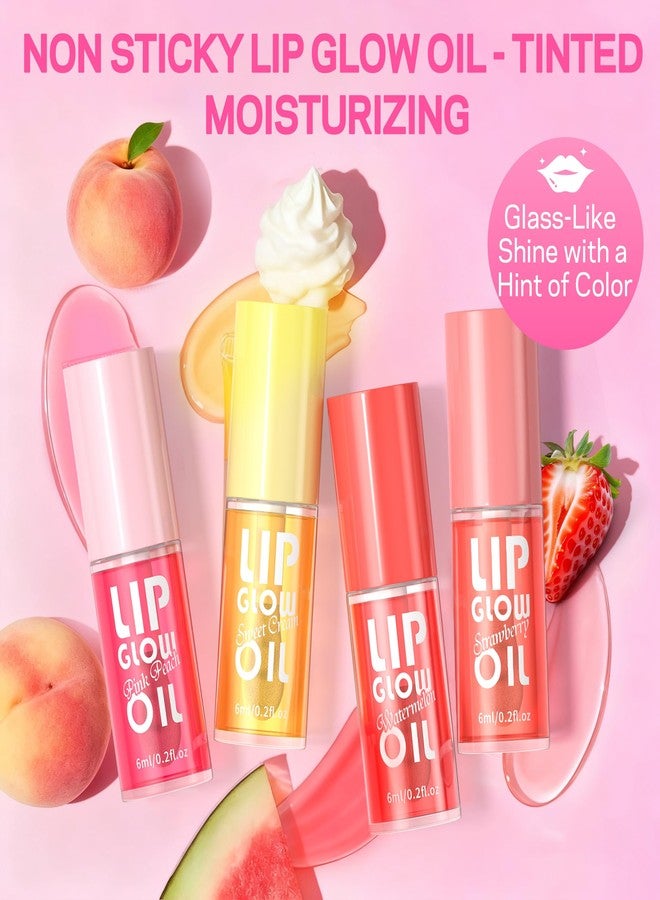AMOADO Lip Oil, Tinted Lip Glow Oil – Hydrating & Nourishing, Lip Oils Gift Set, Fruity Lip Oil Gloss Non-Sticky & Glossy Finish, 4 Colors Lip Oils Stain for Girls and Women - Party Favor - Image 2